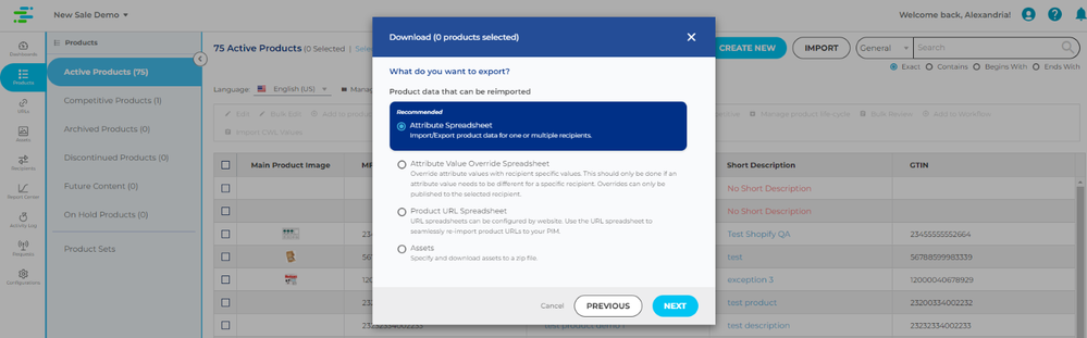 Syndigo product interface